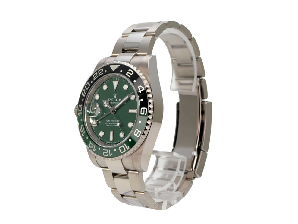 Rolex GMT-Master II Weißgold 126729VTNR Green, 18 kt Weißgold-Gehäuse, grünes Zifferblatt und Keramik-Lünette.
