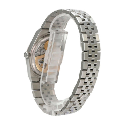 Rolex Land-Dweller 36 Oystersteel Weißgold 127234 Tiefweiß Wabe Flat Jubile-Band seitliche Ansicht Uhr mit Jubileeband