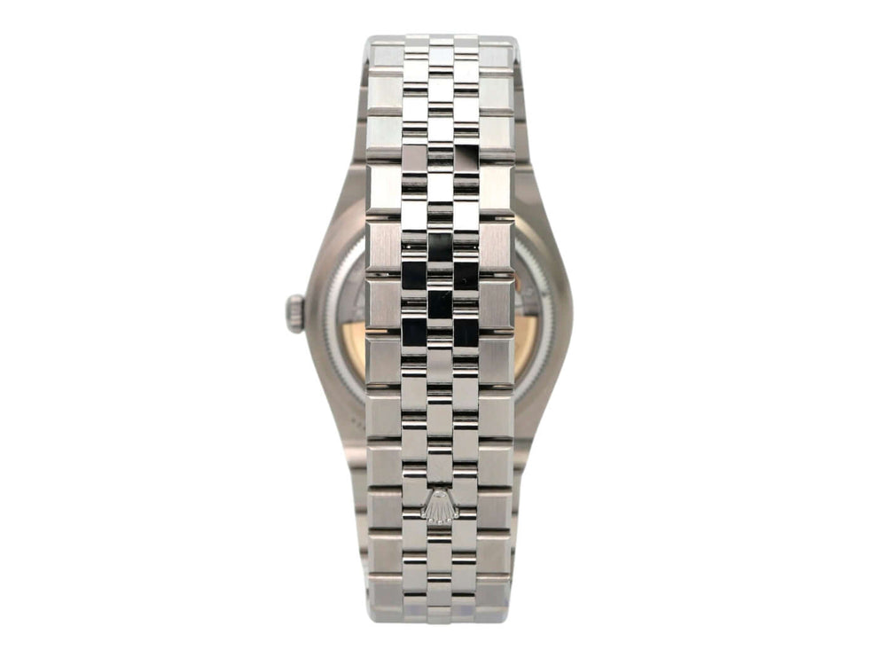 Rolex Land-Dweller 40 Oystersteel Weißgold 127334 Tiefweiß Wabe Flat Jubile-Band mit poliertem Edelstahlband.
