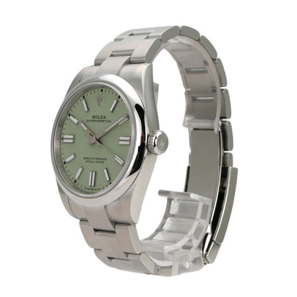 Rolex Oyster Perpetual 41 Ref. 134300 Pistachio Uhr mit grünem Zifferblatt und Edelstahlarmband