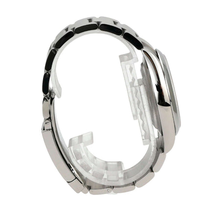 Rolex Oyster Perpetual 41 Ref. 134300 Pistachio seitliche Ansicht des Edelstahlgehäuses und Armbands.