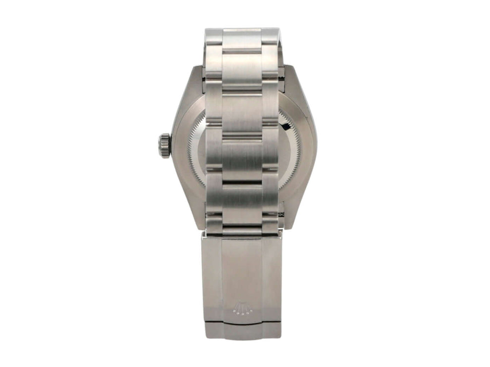 Rolex Oyster Perpetual 41 Ref. 134300 Pistachio Rückansicht mit Edelstahlband und poliertem Gehäuse