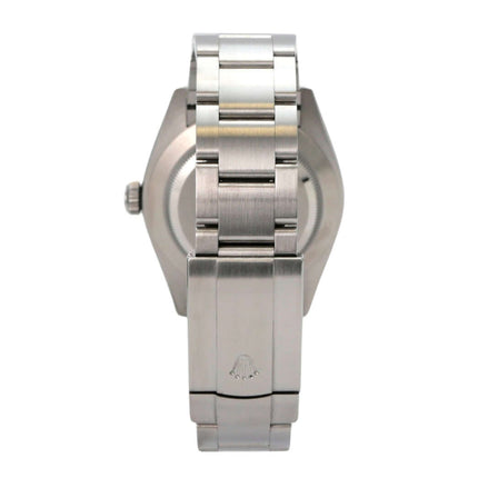 Rolex Oyster Perpetual 41 Ref. 134300 Med blue aus Edelstahl von hinten mit Oyster Edelstahlband.