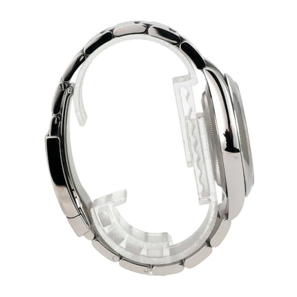 Rolex Oyster Perpetual 41 Ref. 134300 Lavender seitliche Ansicht des Edelstahlgehäuses und Armbands.