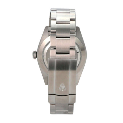 Rolex Oyster Perpetual 41 Ref. 134300 Lavender Rückansicht mit Edelstahlband und Faltschließe.