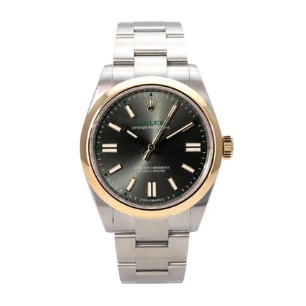Rolex Oyster Perpetual 41 Ref. 134303 Grau mit Edelstahlband, gelbgoldener Lünette und grauem Zifferblatt
