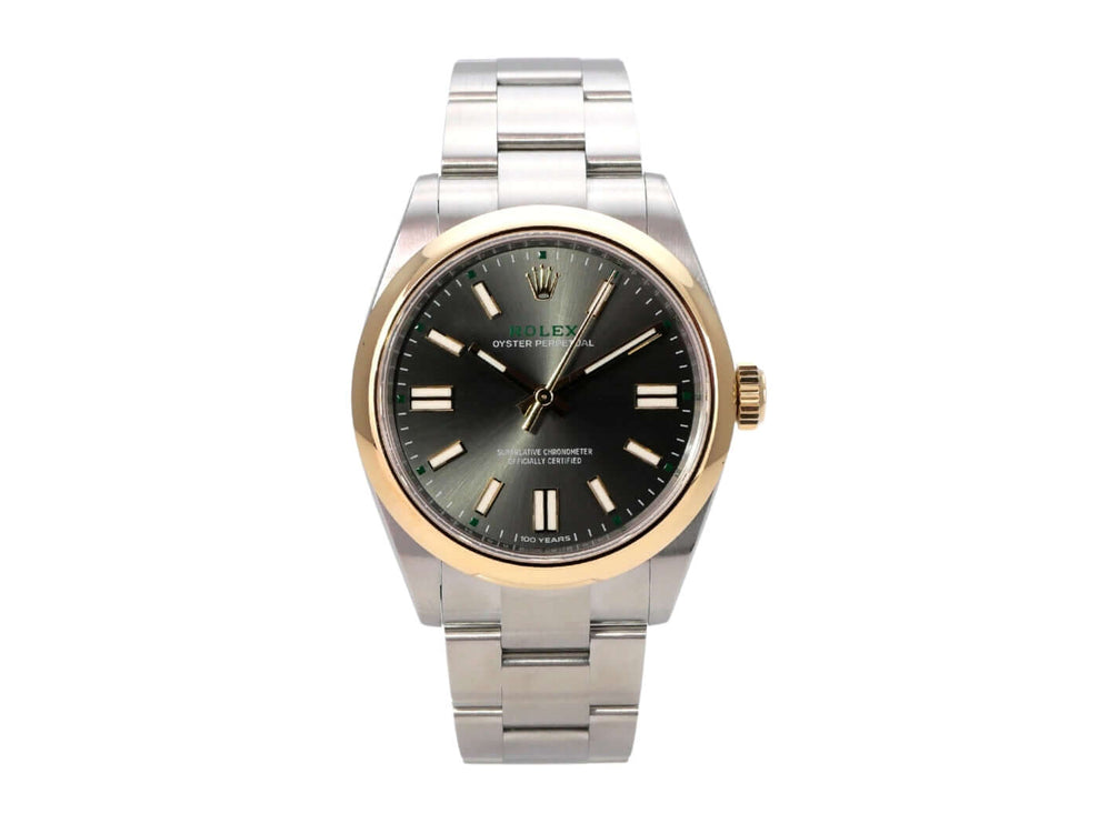 Rolex Oyster Perpetual 41 Ref. 134303 Grau mit Edelstahlband, gelbgoldener Lünette und grauem Zifferblatt