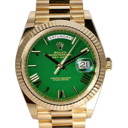 Rolex Day-Date 40 Gelbgold 228238 Grün Römisch – Uhren2000
