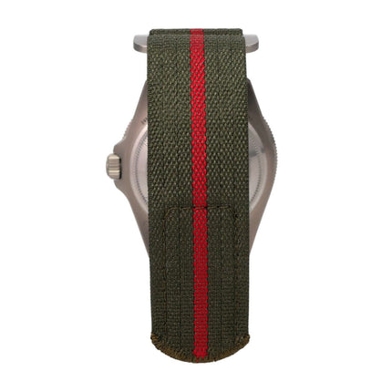 Tudor Pelagos FXD M25717N-0001 grünes Textilband mit rotem Streifen und Klettschließe