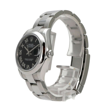 Rolex Datejust 31 Oystersteel 278240 mit schwarzem Zifferblatt und römischen Ziffern, elegantes Design und präzise Automatik.