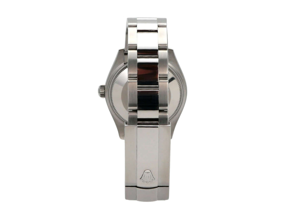 Rolex Datejust 31 Oystersteel Ref. 278240 von der Seite, gezeigt mit poliertem und satiniertem Edelstahlband.