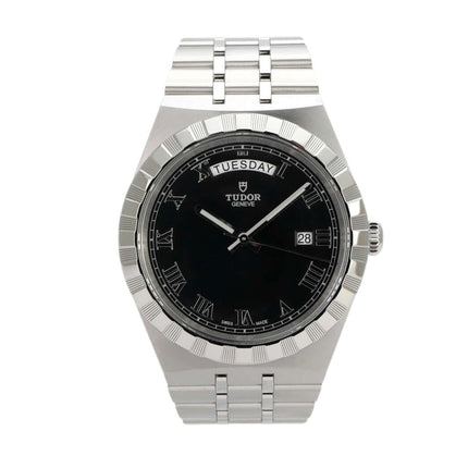 Tudor Royal Day-Date Ref. M28600-0003, Edelstahl, schwarzes Zifferblatt, römische Ziffern, Automatik, sehr guter Zustand.