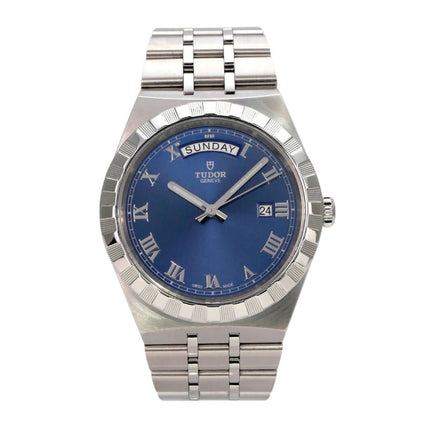 Tudor Royal Day-Date Ref. M28600-0005 Uhr aus Edelstahl mit blauem Zifferblatt und Romanziffern