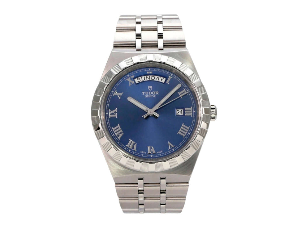 Tudor Royal Day-Date Ref. M28600-0005 Uhr aus Edelstahl mit blauem Zifferblatt und Romanziffern