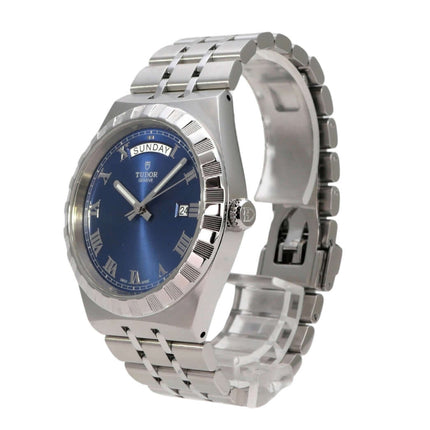 Tudor Royal Day-Date Ref. M28600-0005, blaue Zifferblattuhr aus Edelstahl mit Day-Date und Romanziffern