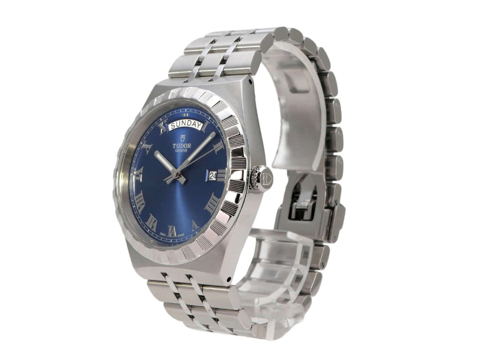 Tudor Royal Day-Date Ref. M28600-0005, blaue Zifferblattuhr aus Edelstahl mit Day-Date und Romanziffern