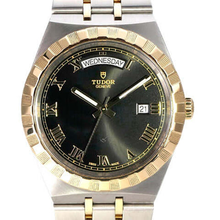 Tudor Royal Day-Date Ref. M28603-0003 Uhr mit schwarzem Zifferblatt und goldenen Akzenten
