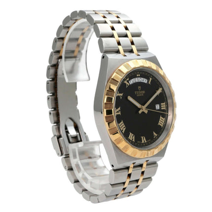 Tudor Royal Day-Date Ref. M28603-0003 Uhr mit Edelstahl-Gelbgold Armband und schwarzem Zifferblatt