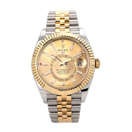 Rolex Sky-Dweller Edelstahl Gelbgold 336933 Champagner Jubile-Band mit 42 mm Gehäusedurchmesser