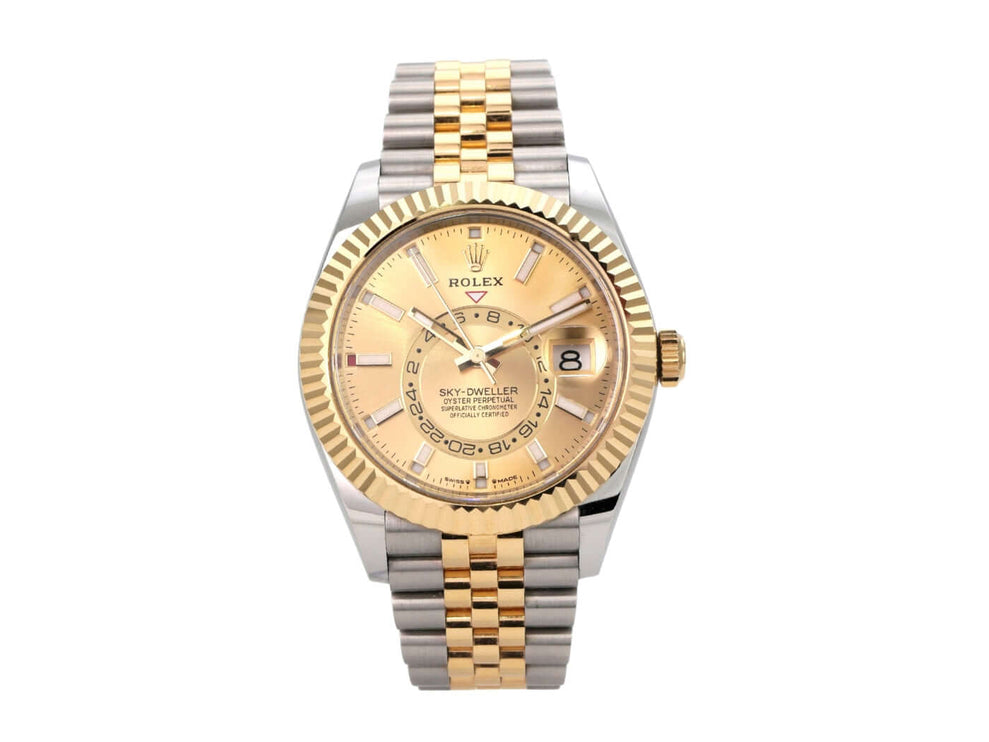 Rolex Sky-Dweller Edelstahl Gelbgold 336933 Champagner Jubile-Band mit 42 mm Gehäusedurchmesser