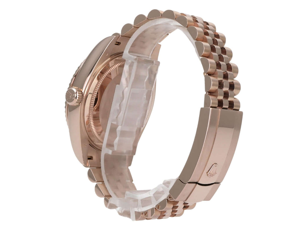 Rolex Sky-Dweller 336935 Everose-Gold Blau Jubile-Band seitliche Ansicht mit Jubile-Armband.