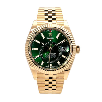 Rolex Sky-Dweller 336938 Gelbgold Grün Jubile-Band mit grünem Zifferblatt und 18 kt Gelbgoldband.