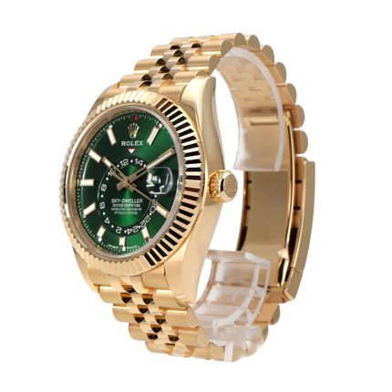 Rolex Sky-Dweller 336938 Gelbgold Grün Jubile-Band mit grünem Zifferblatt und 18 kt Gelbgoldarmband.