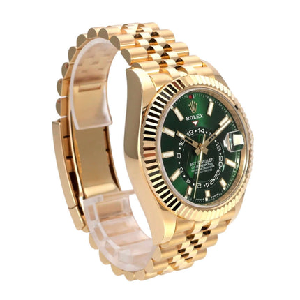 Rolex Sky-Dweller 336938 Gelbgold Grün Jubile-Band mit grünem Zifferblatt und 18 kt Gelbgoldband