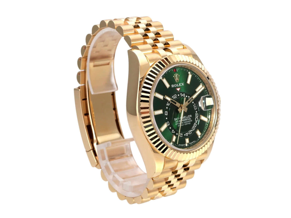 Rolex Sky-Dweller 336938 Gelbgold Grün Jubile-Band mit grünem Zifferblatt und 18 kt Gelbgoldband