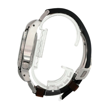 Tudor Black Bay P01 M70150-0001, schwarze Automatik-Uhr mit Edelstahlgehäuse und braunem Lederarmband
