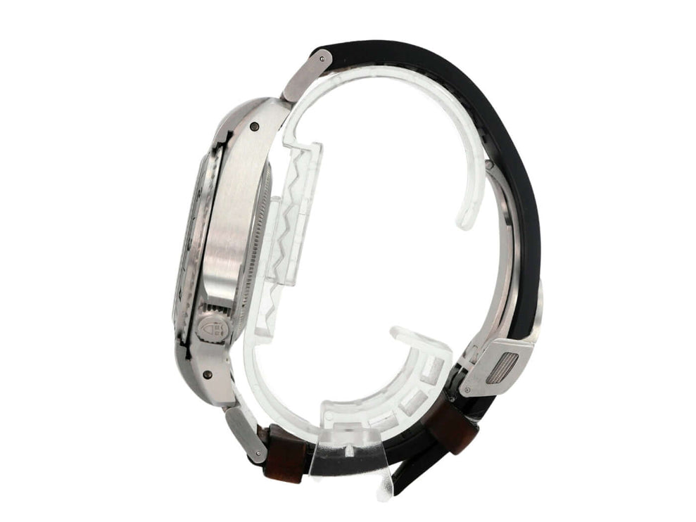 Tudor Black Bay P01 M70150-0001, schwarze Automatik-Uhr mit Edelstahlgehäuse und braunem Lederarmband