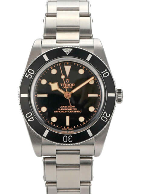 Tudor Heritage Black Bay 54 M79000N-0001 Edelstahl Taucheruhr mit schwarzem Zifferblatt und automatischem Manufakturkaliber.