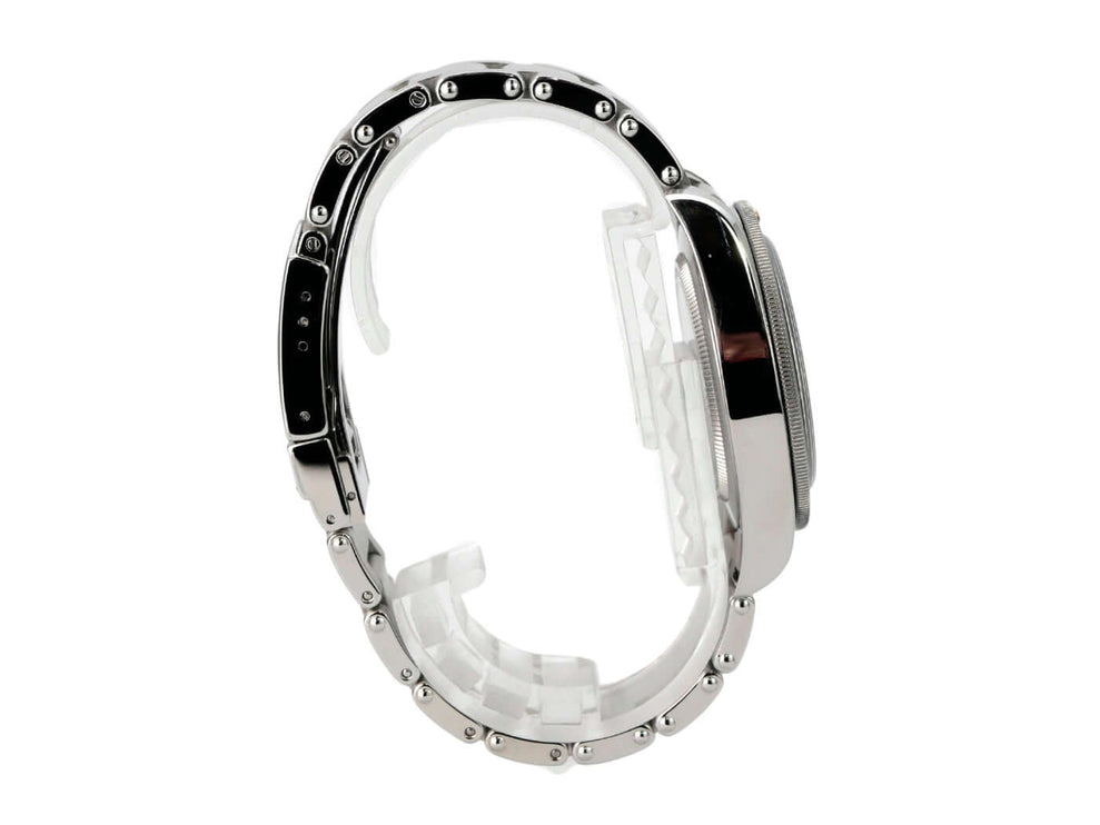 Tudor Heritage Black Bay Fifty-Eight M79030N-0001 Uhr aus Edelstahl, seitliche Ansicht, mit Sicherheitsfaltschließe.