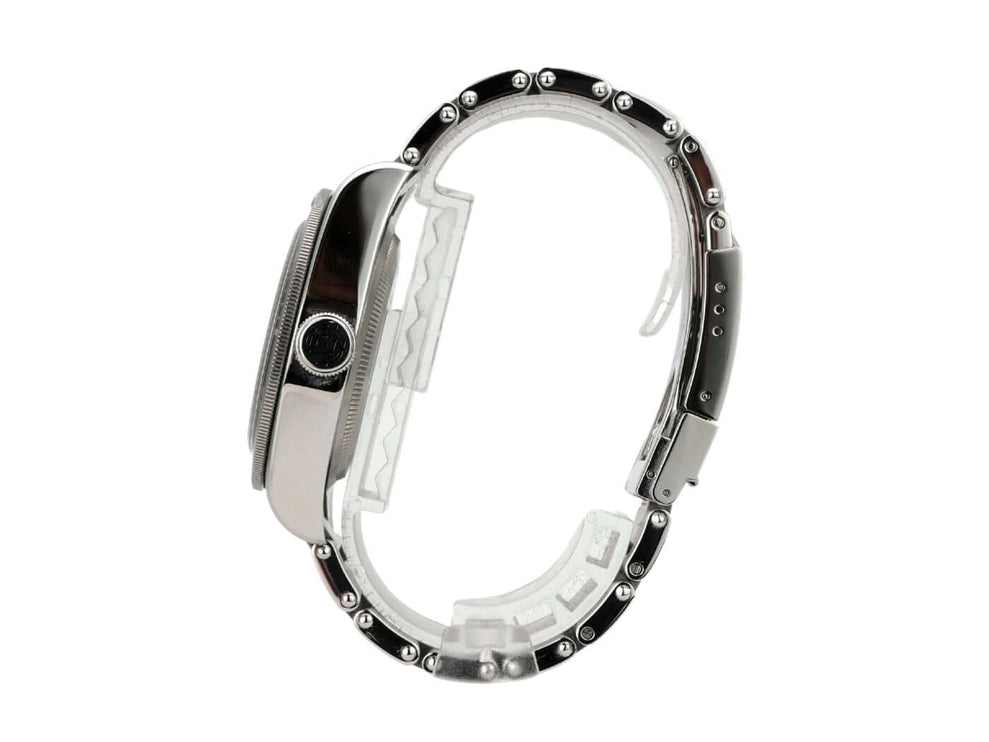 Tudor Black Bay M79230G-0001 Harrods Edition Ansicht von der Seite, Edelstahlband und Gehäuse.