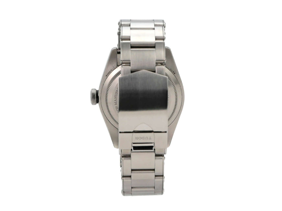 Tudor Black Bay M79230G-0001 Harrods Edition Rückansicht des Edelstahlgehäuses mit Armband.