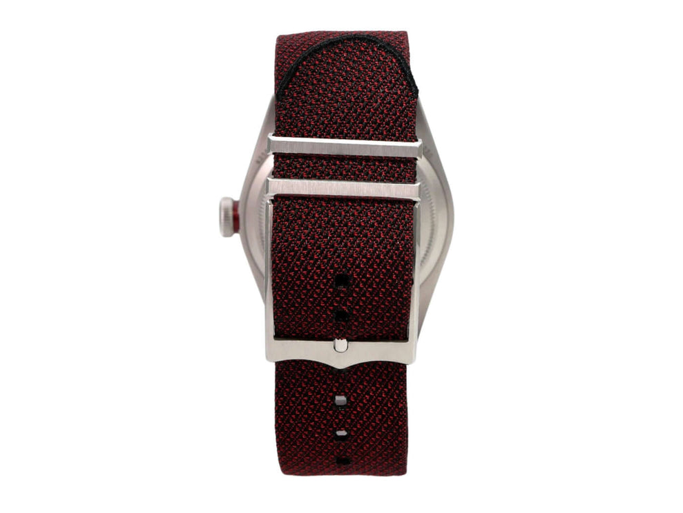 Tudor Black Bay M79230R-0009 bordeauxrotes Textilband, Edelstahlgehäuse mit Textilarmband und Schließe