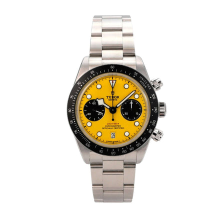 Tudor Black Bay Chrono 39 M79310N-0001 mit gelbem Zifferblatt, Edelstahlband und Chronograph