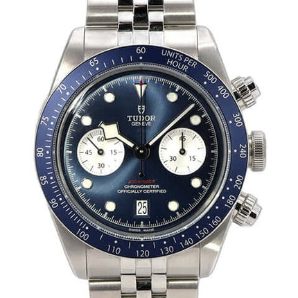 Tudor Black Bay Chrono M79360B-0002 Edelstahl-Chronograph mit blauem Zifferblatt, schwarzen Totalisatoren und Stahlband