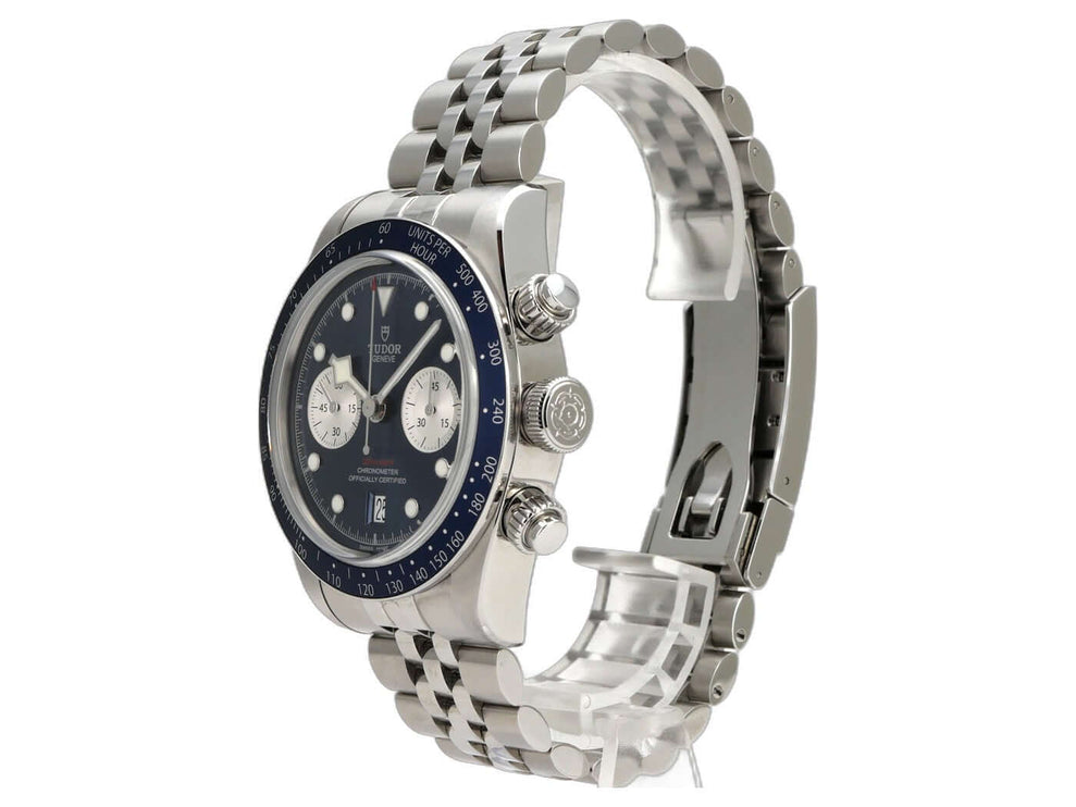 Tudor Black Bay Chrono M79360B-0002, blaue Chronographen-Armbanduhr aus Edelstahl mit Automatikwerk und Stahlband