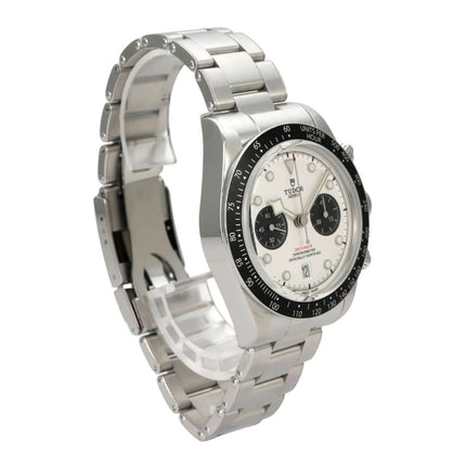 Tudor Black Bay Chrono M79360N-0012 aus Edelstahl mit weißem Zifferblatt, schwarzer Lünette und Chronograph