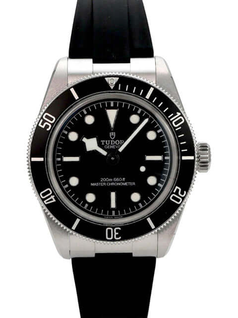 Tudor Black Bay M7941A1A0NU-0002 schwarze Taucheruhr aus Edelstahl mit Kautschukband und schwarzem Zifferblatt