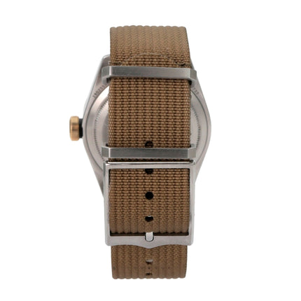 Tudor Heritage Black Bay Steel Gold Textilband M79733N-0005 mit braunem Textilband und Edelstahl-Gehäuse