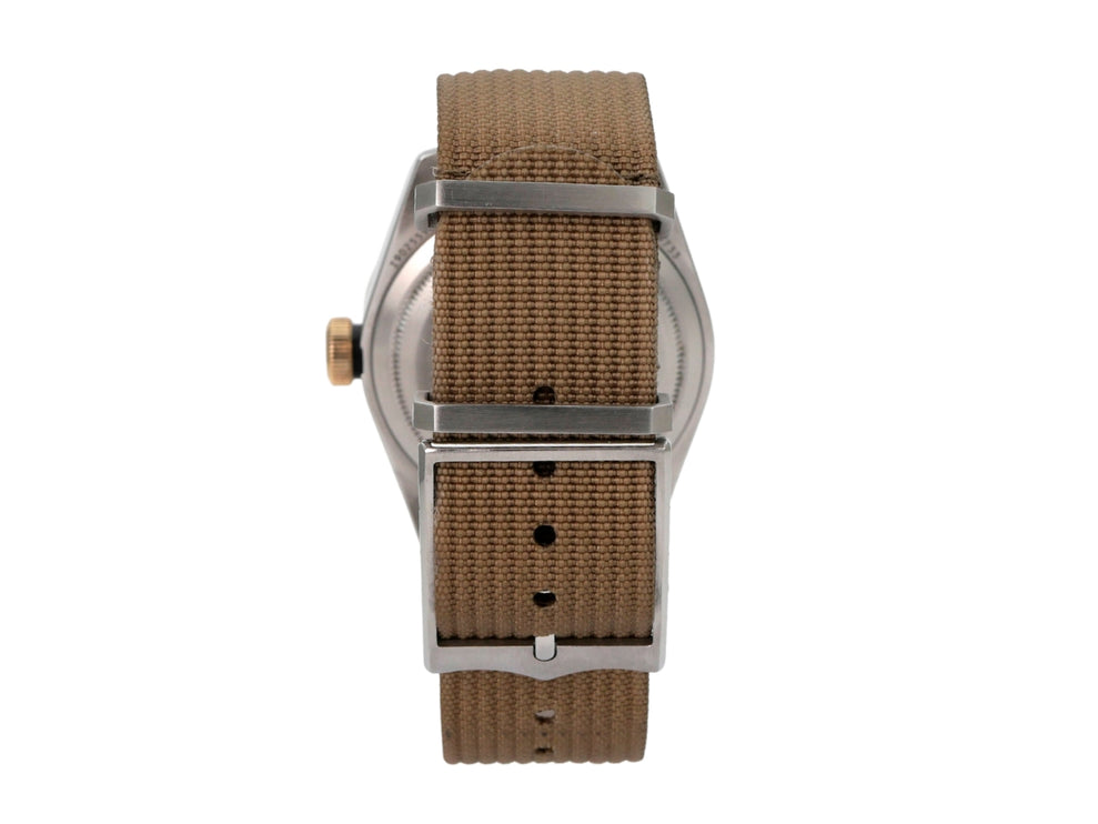 Tudor Heritage Black Bay Steel Gold Textilband M79733N-0005 mit braunem Textilband und Edelstahl-Gehäuse