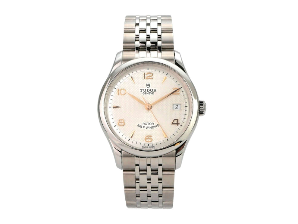 Tudor 1926 Ref. M91450-0011 Edelstahlautomatik mit weißem Zifferblatt und Edelstahlband.