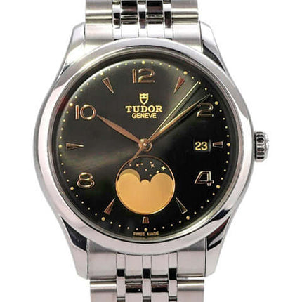 Tudor 1926 Luna Ref. M91560-0002 automatische Uhr mit schwarzem Zifferblatt und Mondphase