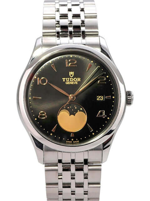 Tudor 1926 Luna Ref. M91560-0002 automatische Uhr mit schwarzem Zifferblatt und Mondphase