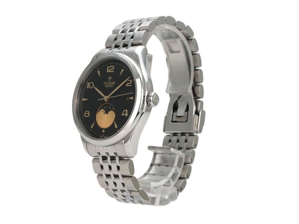 Tudor 1926 Luna Ref. M91560-0002 Uhr mit Edelstahlband und schwarzem Zifferblatt