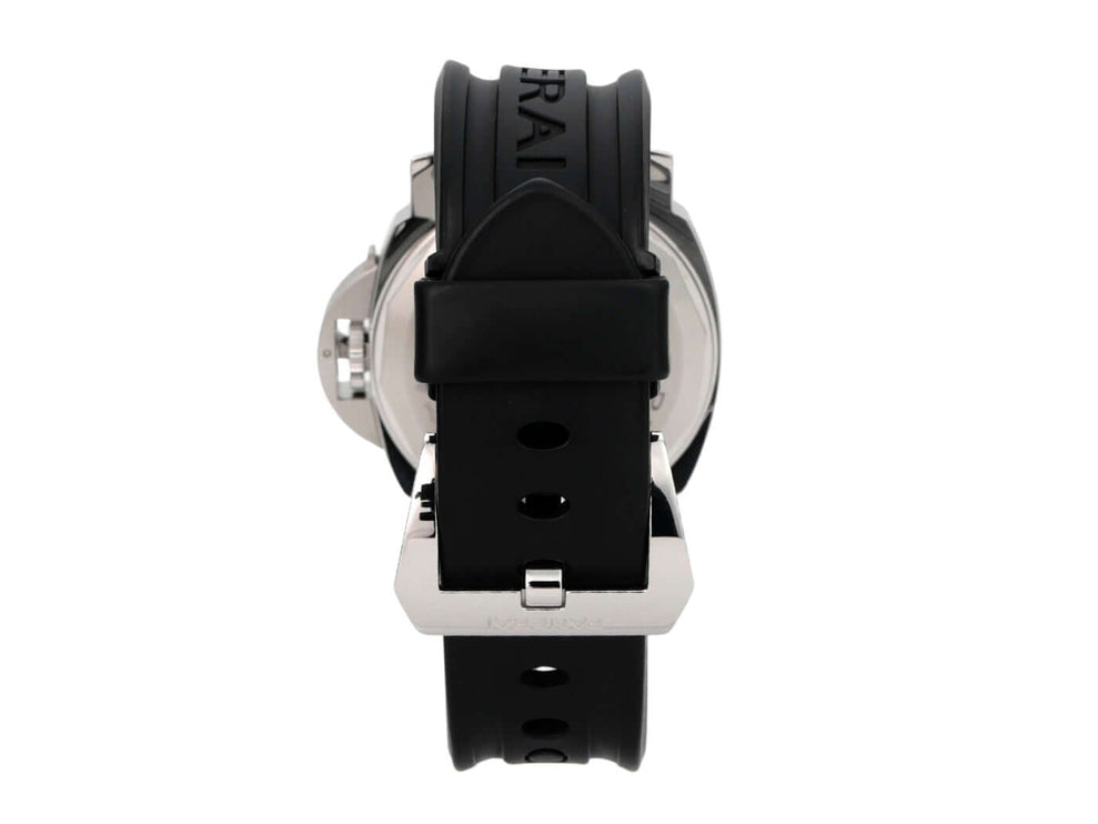 Panerai Luminor Marina Logo PAM00005 aus Edelstahl mit schwarzem Kautschukband und Dornschließe