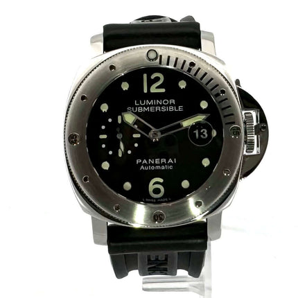 Panerai Luminor Submersible Automatic Acciaio 44 PAM00024, poliertes Edelstahlgehäuse mit schwarzem Zifferblatt und schwarzem Kautschukband