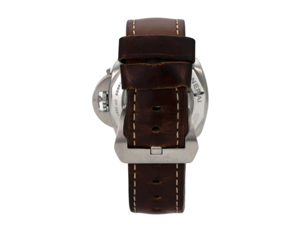 Panerai Luminor 1950 GMT 10 Days PAM00270, braunes Alligatorlederarmband mit Dornschließe, Edelstahlgehäuse